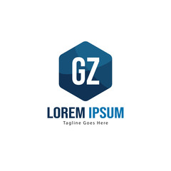 Initial GZ logo template with modern frame. Minimalist GZ letter logo vector illustration