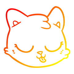 warm gradient line drawing cartoon cat face