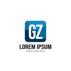 Initial GZ logo template with modern frame. Minimalist GZ letter logo vector illustration