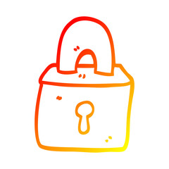 warm gradient line drawing cartoon locked padlock