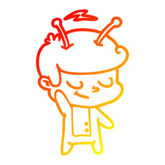 warm gradient line drawing friendly cartoon spaceman