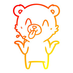 warm gradient line drawing rude cartoon bear