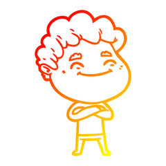 warm gradient line drawing cartoon friendly man