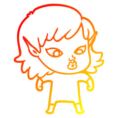 warm gradient line drawing pretty cartoon elf girl