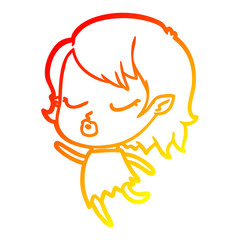 warm gradient line drawing cute cartoon vampire girl