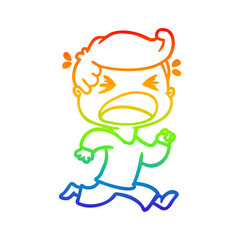 rainbow gradient line drawing cartoon shouting man