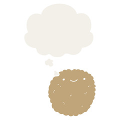 cartoon biscuit and thought bubble in retro style