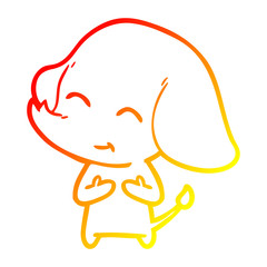 warm gradient line drawing cute cartoon elephant