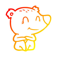 warm gradient line drawing smiling polar bear cartoon