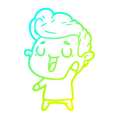 cold gradient line drawing happy cartoon man