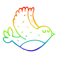 rainbow gradient line drawing cartoon flying bird