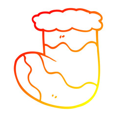 warm gradient line drawing cartoon christmas stocking
