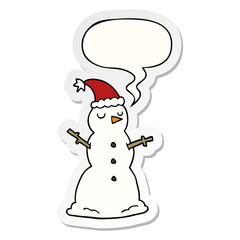 cartoon snowman and speech bubble sticker