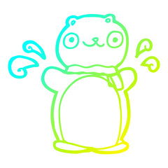 cold gradient line drawing cartoon happy teddy bear