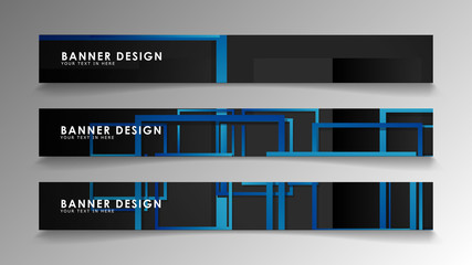 Abstract geometric and rectangular pattern banners with blue gradients. Vector Illustration. Eps 10