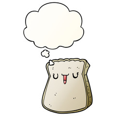 cartoon slice of bread and thought bubble in smooth gradient style