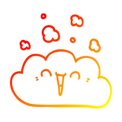 warm gradient line drawing cartoon smoke cloud
