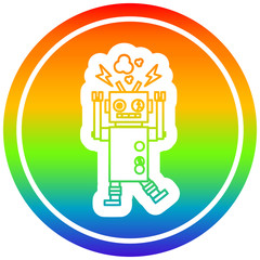 malfunctioning robot circular in rainbow spectrum