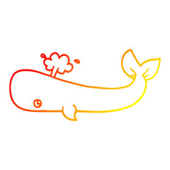 warm gradient line drawing cartoon whale