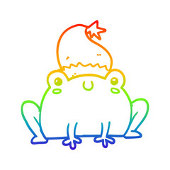 rainbow gradient line drawing cute cartoon christmas frog