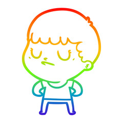 rainbow gradient line drawing cartoon grumpy boy