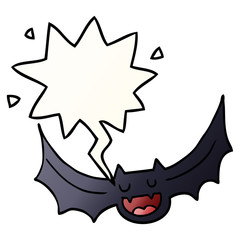 cartoon bat and speech bubble in smooth gradient style