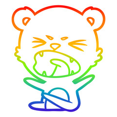 rainbow gradient line drawing angry cartoon bear
