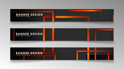 Abstract geometric and rectangular pattern banners with orange gradients