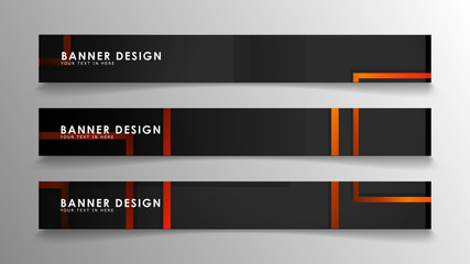 Abstract geometric and rectangular pattern banners with orange gradients