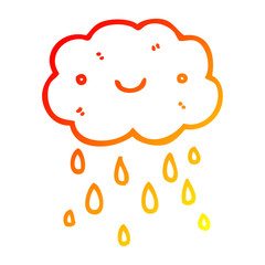 warm gradient line drawing cute cartoon cloud