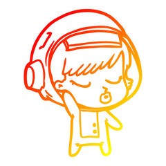 warm gradient line drawing cartoon pretty astronaut girl