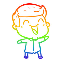 rainbow gradient line drawing cartoon man laughing