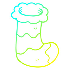 cold gradient line drawing cartoon christmas stocking