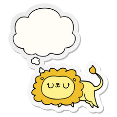 cartoon lion and thought bubble as a printed sticker