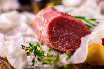 Beef Tenderloin with Salt and Pepper and Fresh Rosemary