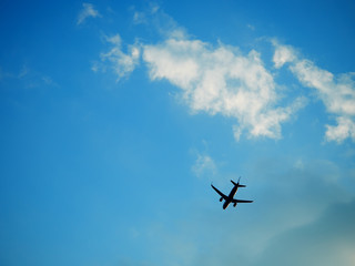 Jet in blue skies transport background hd