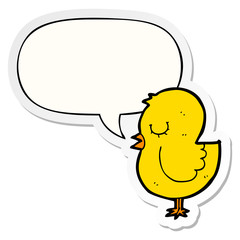 cartoon bird and speech bubble sticker