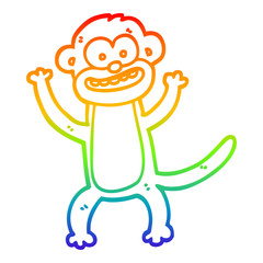 rainbow gradient line drawing cartoon monkey