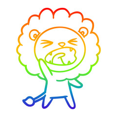 Obraz premium rainbow gradient line drawing cartoon lion