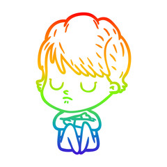 rainbow gradient line drawing cartoon woman