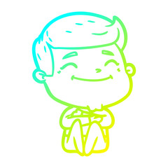 cold gradient line drawing happy cartoon man