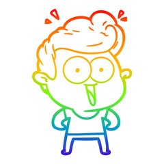 rainbow gradient line drawing cartoon excited man