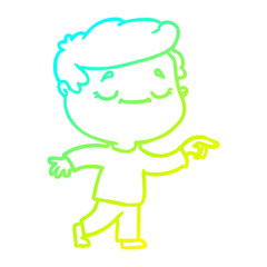 cold gradient line drawing cartoon peaceful man