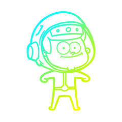 cold gradient line drawing happy astronaut cartoon