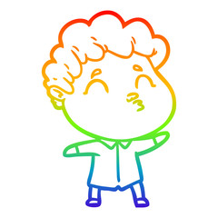 rainbow gradient line drawing cartoon man pouting