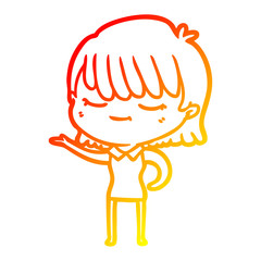warm gradient line drawing cartoon woman