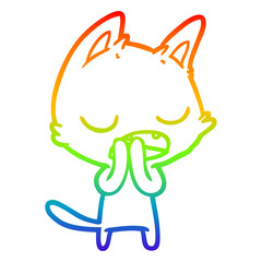 rainbow gradient line drawing talking cat cartoon