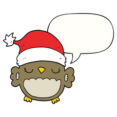 cute christmas owl and speech bubble