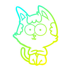 cold gradient line drawing happy cartoon cat