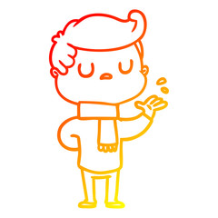warm gradient line drawing cartoon aloof man